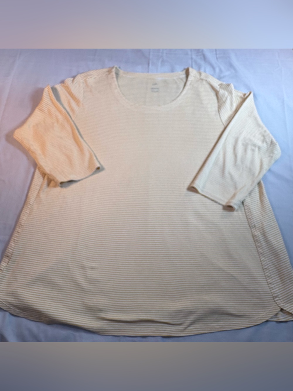 J Jill XL Women's Cream Striped Scoop Neck Top Pima cotton